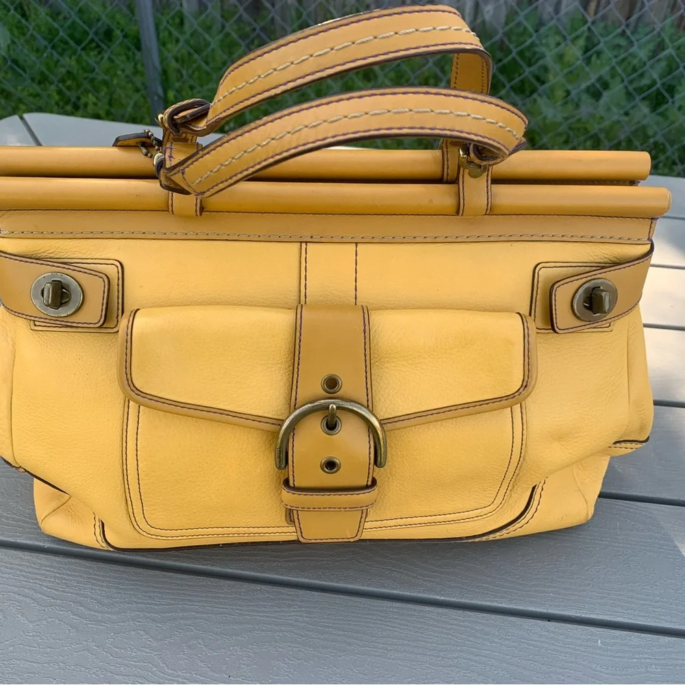 Vintage COACH purse mustard yellow Satchel handbag-shoulder bag E043-9749 - Picture 15 of 16